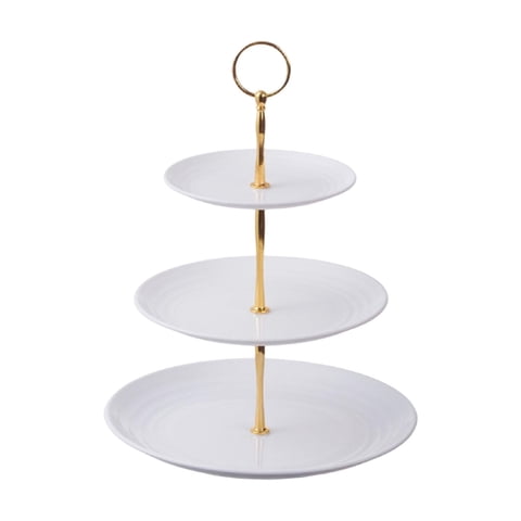 Bothyi - Soporte Para Postres, Bandeja Para Aperitivos Y Galletas De 3 Niveles Para Fiestas De Cumpleaños, Celebración, Pilar Áureo