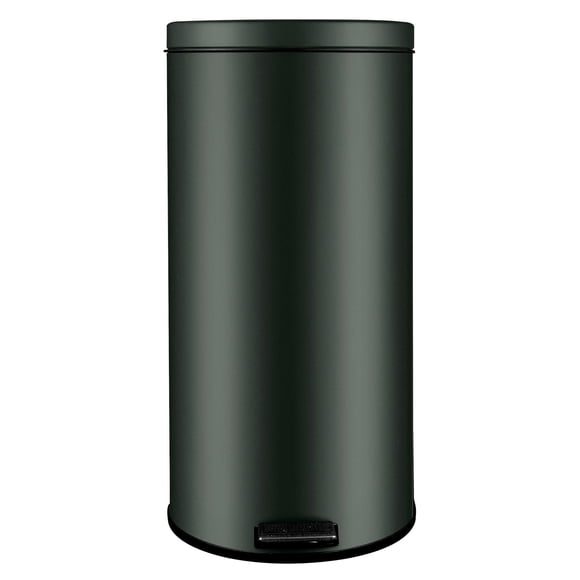 Basurero 30L Redondo Con Pedal Acero Laminado - Plástico Negro