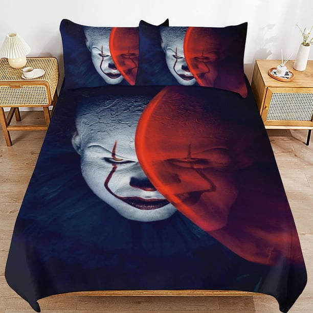Pennywise Bedding Set Duvet Cover Comfortable and Lightweight Cartoon Bedding 3 Piece Bed Set