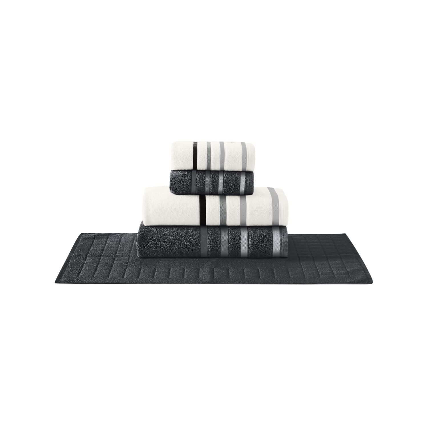 Teka - Juego De Toallas 5 Piezas Lumiere Black And White - 520 G/m² - 100% Alg