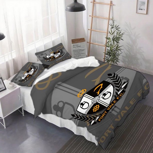 3pcs Port Vale Football Club 1876 Crest Duvet Cover Set - Bedding Soft Quilt and Pillowcase Covers for All Seasons