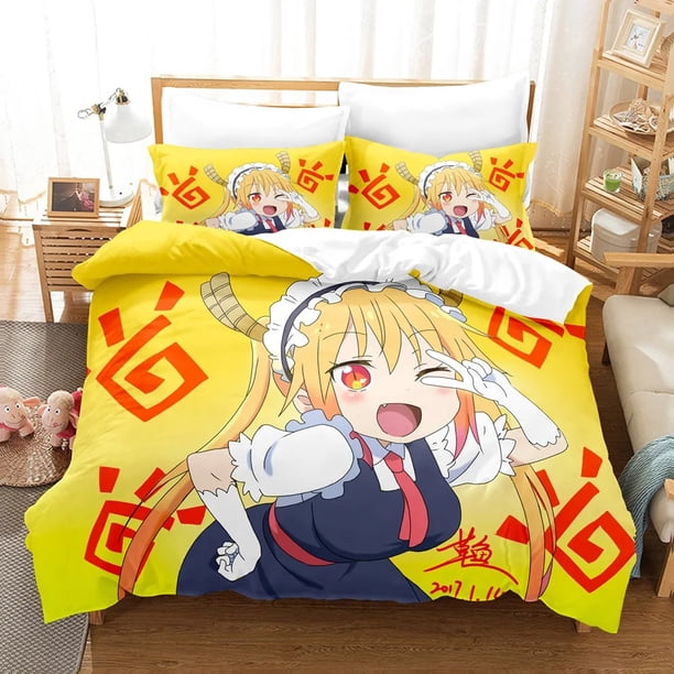 Miss Kobayashis Dragon Maid Kanna Bedding Set Boys Girls Duvet Cover Pillowcase Bed Kids Adult