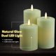 thumbnail image 3 of Pack de 3 velas LED LumiPur verde salvia (8 cm‑13 cm), 3 of 5