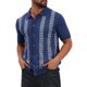 thumbnail image 4 of Camiseta Polo de Hombre de Jacquard de Manga Corta con Botones Abajo Camisetas de Golf de Punto 2XL Azul Marino, 4 of 6