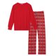 thumbnail image 2 of Pijamas navideños a juego para la familia de INSPIRE CHIC, camiseta de manga larga de color sólido y pantalones de cuadros rojos, conjunto de ropa de dormir para las fiestas [Hombres] 2XL Rojo, 2 of 4