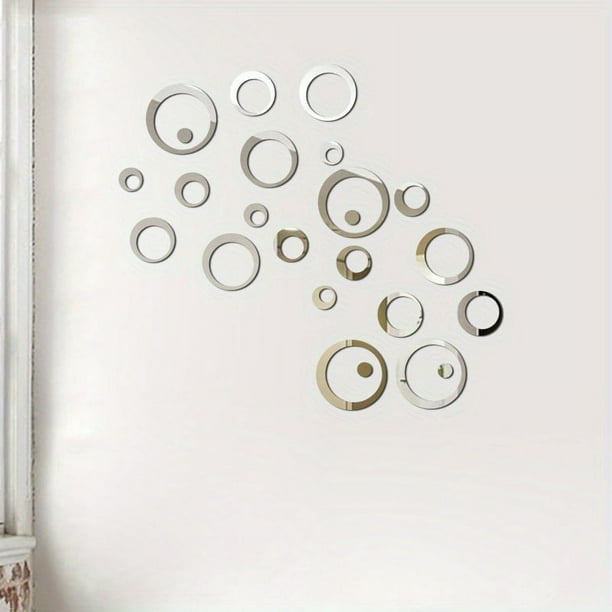 24/26pcs, 3D Acrylic Mirror Wall Sticker, Round Mirror, DIY TV Background Room Sticker Wall Decoration, Bedroom Bathroom Wall Decoration, Home Decor