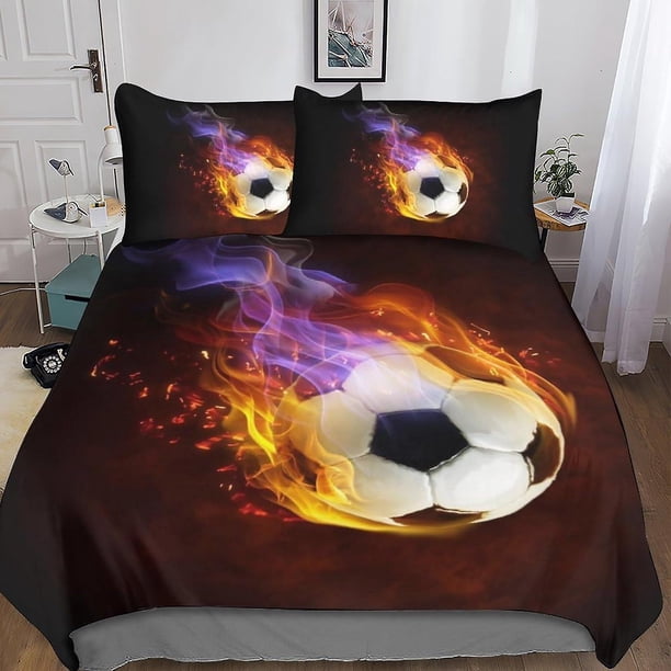 Juego de funda nórdica con estampado 3D de fútbol Entemah, juegos de ropa de cama con cierre de cremallera oculto, funda de edredón deportivo de microfibra de poliéster Motion.