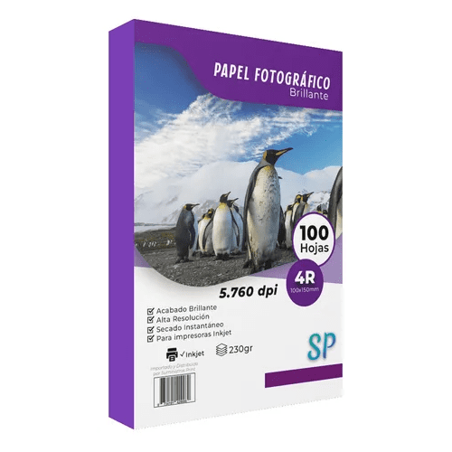 Papel Fotográfico Glossy 4r (10x15) 230gr X 100 Hojas Sp Color Blanco