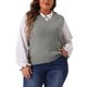 thumbnail image 1 of Agnes Orinda Chaleco de Suéter Talla Grande para Mujeres Cuello en V Chalecos de Punto Sólido Clásico Sin Mangas Suéteres Tops 2X Gris, 1 of 6