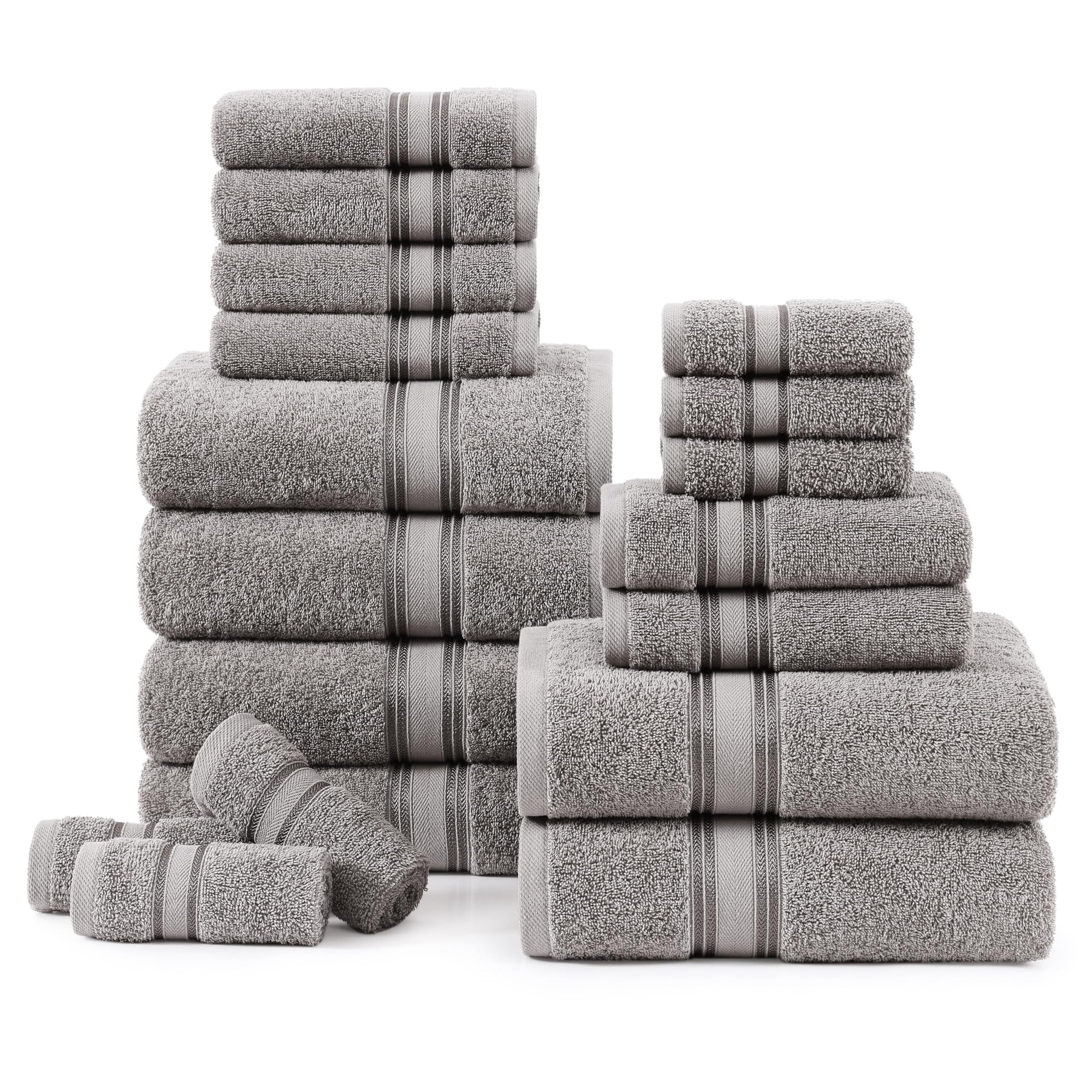 Juego De Toallas Lane Linen, 100% Algodón, 18 Piezas, Gris