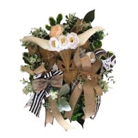 Magideal - Guirnalda De Ganado Puerta Frontal Hojas Corona Floral Guirnalda Artificial Ventana Corona Para El Hogar Celebración Al Aire Libre Decoración O