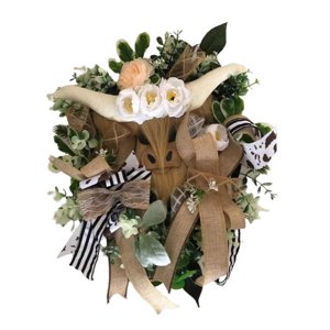 Magideal - Guirnalda De Ganado Puerta Frontal Hojas Corona Floral Guirnalda Artificial Ventana Corona Para El Hogar Celebración Al Aire Libre Decoración O