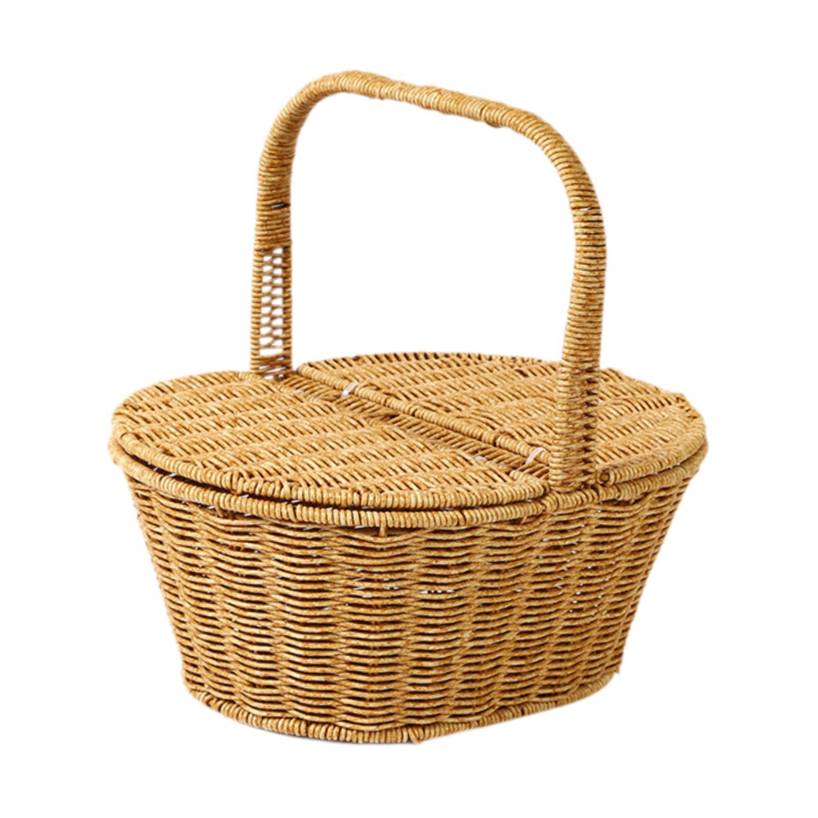 Magideal - Cesta De Picnic, Cesta De Almacenamiento, Estuche De Almacenamiento, Cesta De Ropa, Organizador De Decoración, Cesta Para Plantas, Bolso Multifunción, Ovalado