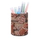thumbnail image 1 of Hombre de Jengibre-theme Cylinder Pen Holder Pencil Organizer with Flannel Lining PVC Leather Material Cardboard Base for study work 10*8CM, 1 of 6