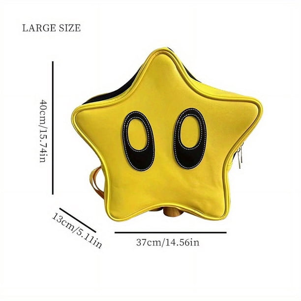 1pc Cute Pentagram Shape Yellow Backpack With Big Eyes, Women's Double Shoulder Backpack, Sweet And Cool Schoolbag Trendy Student Backpack