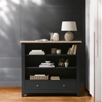 Arca Muebles - Arrimo De Madera Minimalista 100X35X90 Color Negro Cubierta Miel