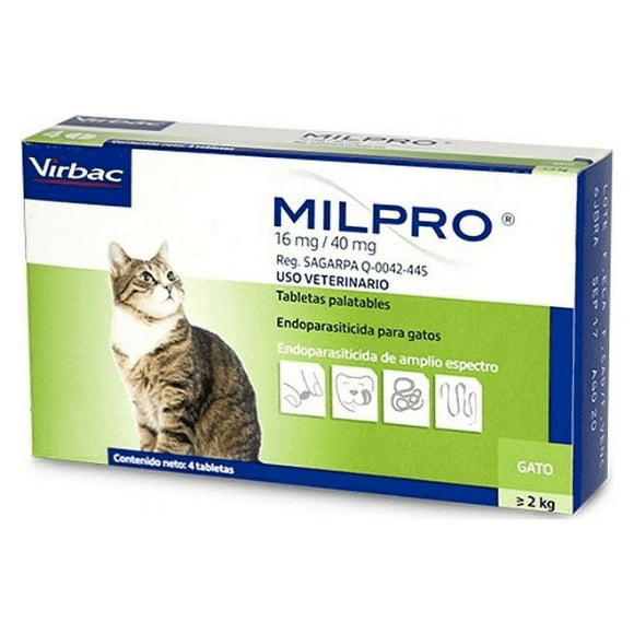 Antiparasitario Milpro Para Gatos Mayores a 2 Kg.