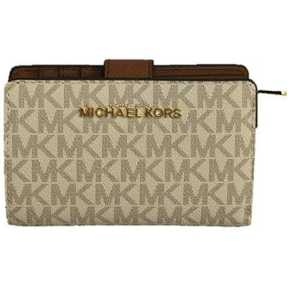 Michael Kors Jet Set Cartera Plegable con Cremallera Monedero Identificación Vainilla Mk