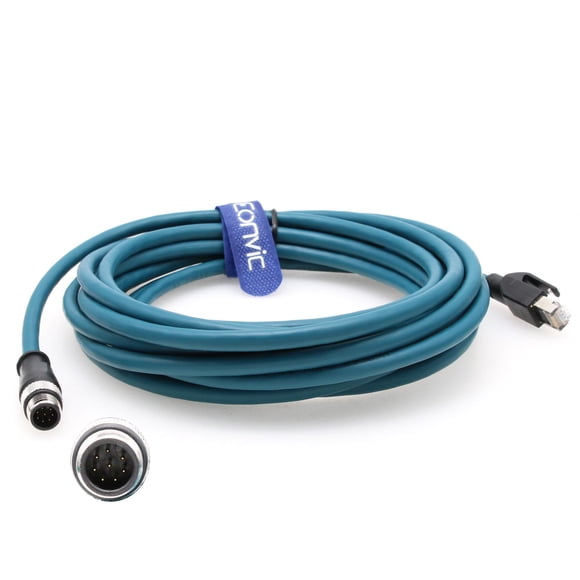 Cable Ethernet Eonvic 5 m Azul Cat‑6 Gigabit M12 a RJ45