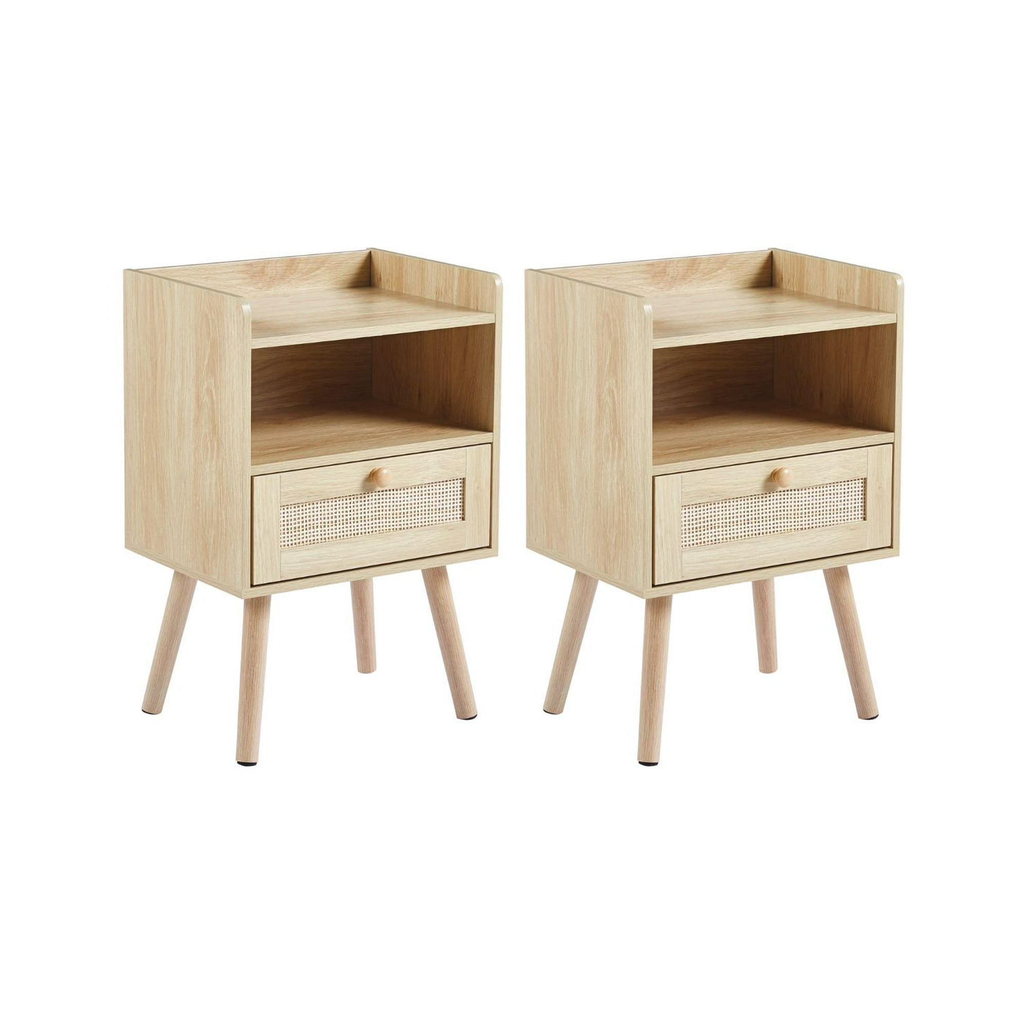 Habita2 Chile - Pack 2 Veladores Wood 1.0 Cajon Minimalista Madera Clara
