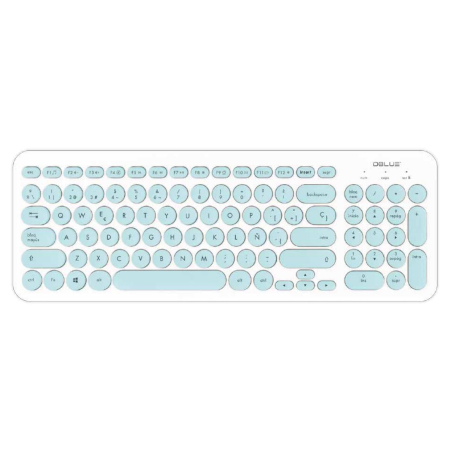 Dblue - Teclado Usb Ultra Delgado 96 Teclas Redondas Celestes