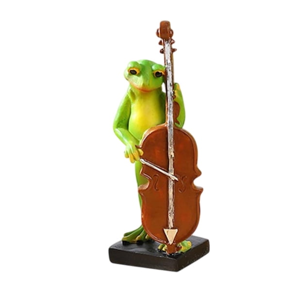Escultura de animales, estatua de rana, regalos decorativos, versátiles, figura de adornos para el área de entrada, área interior, decoración de mesa, Violonchelo