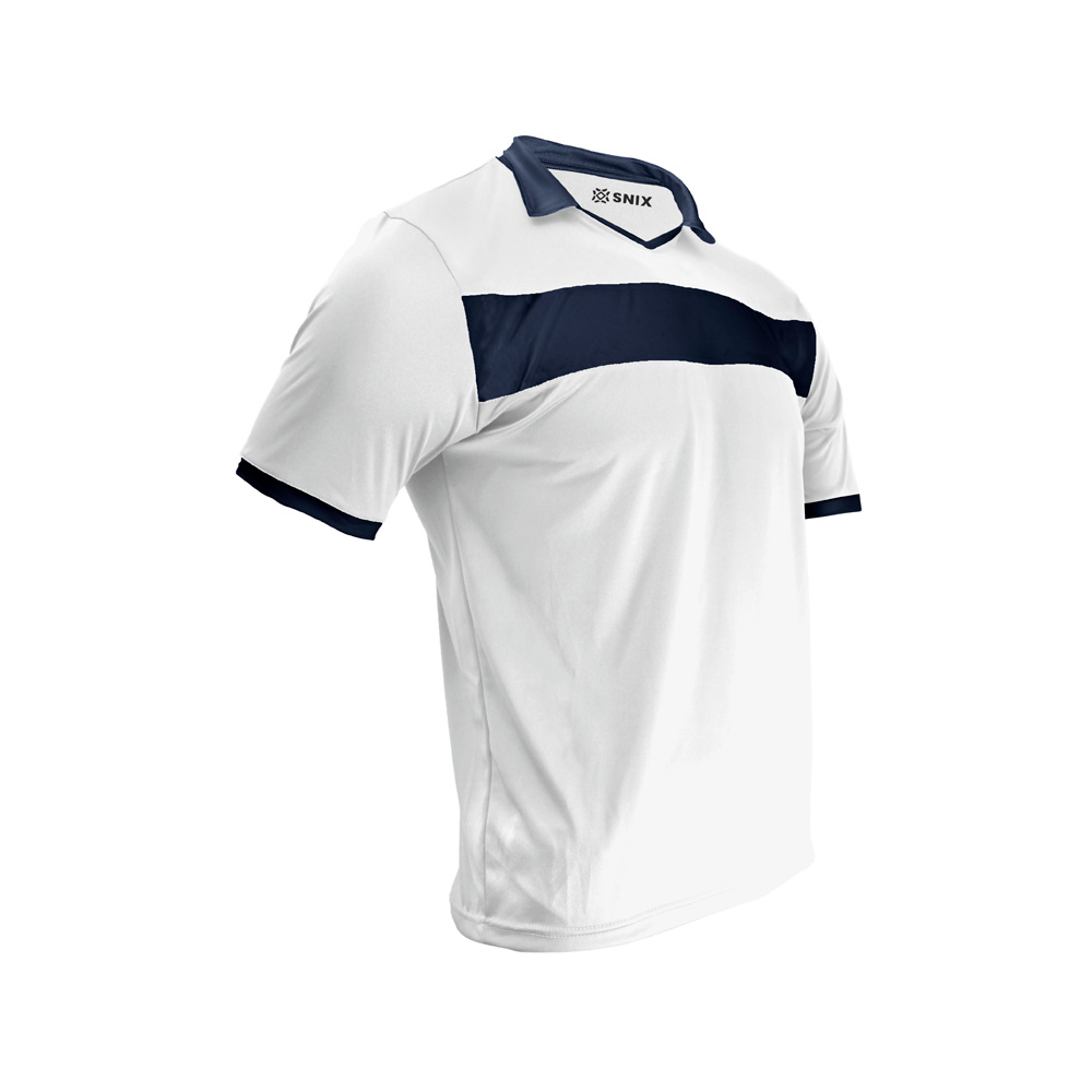 Snix - Polera De Futbol Zid Blanca Franja Azul Marino Talla S
