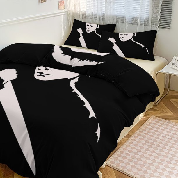 Michael Myers Print Bedding Set Pattern Duvet Cove Set 3 Pieces 1 Quilt Cover And 2 Pillowcases for Women Men Teens