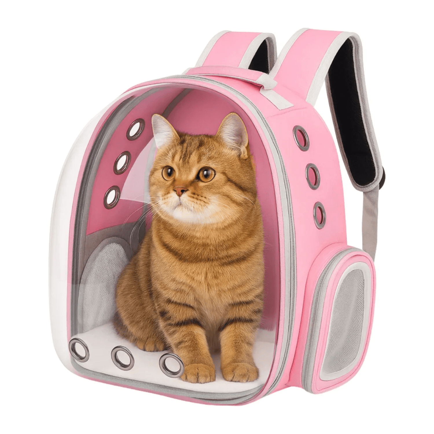 Mochila Transporte Para Mascotas Transparente Rosa