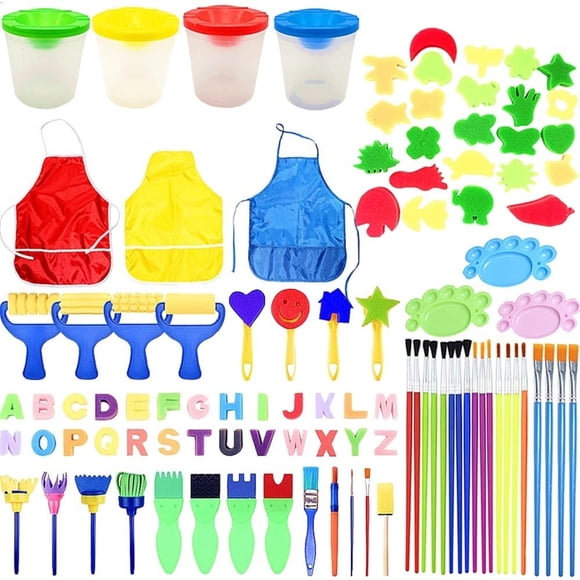 Set de 100 Pinceles para Niños Fycooler con Vasos Antiderrame
