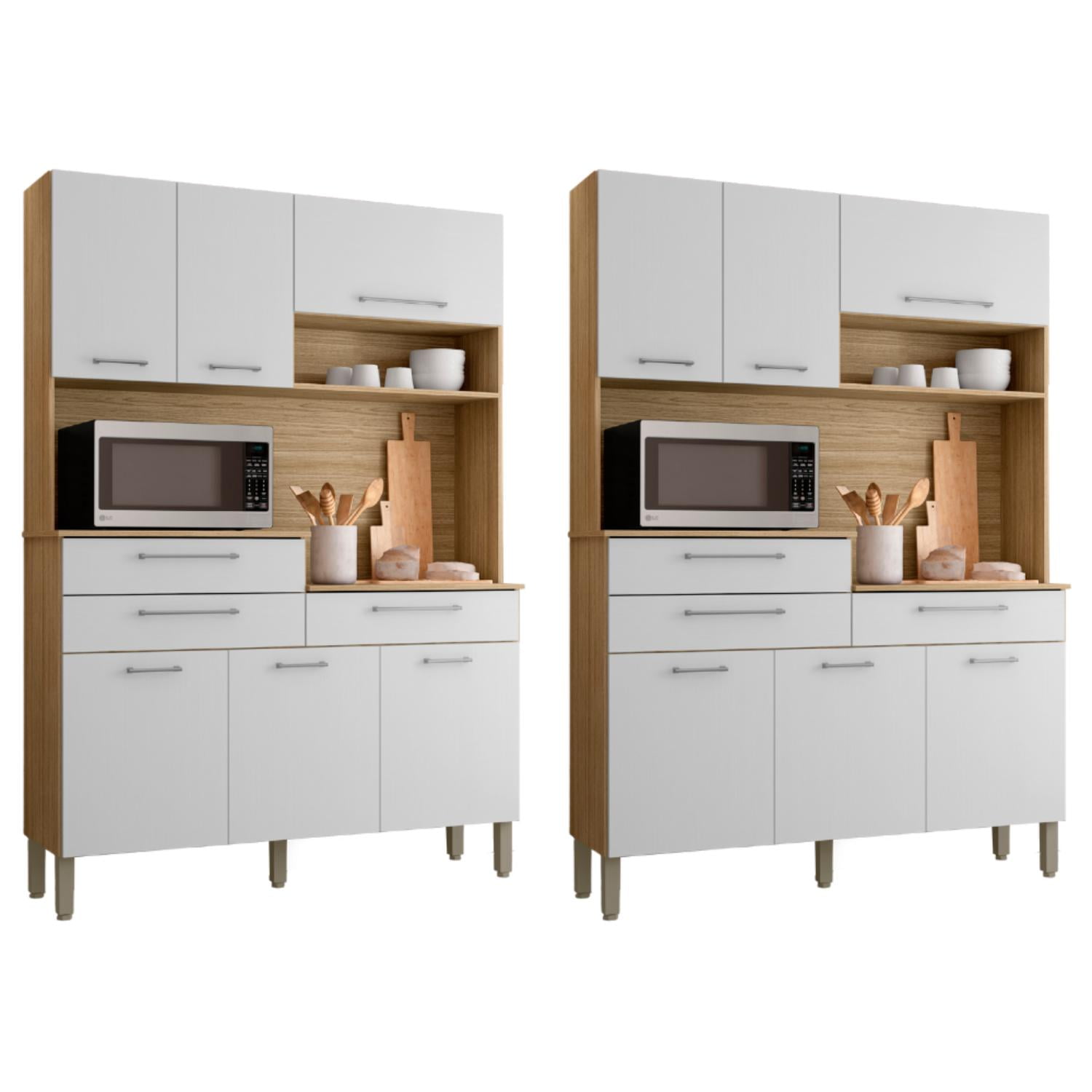 Movelaria - Combo Cocina 2 Kit Orion 8 Puertas Off White K08x2 Blanco