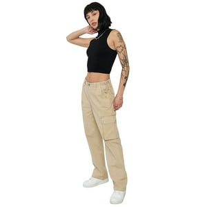 Pantalón Mujer Cargo Ajustable Verde Beige Corona