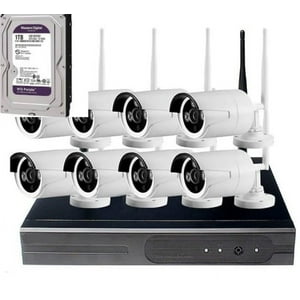 Artihogar - Kit Cctv 8 Cámaras Seguridad Inalambricas 2 Mp + Disco Duro 1 Terabyte Instalado