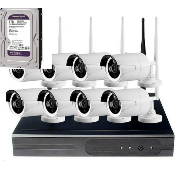 Kit Cctv 8 Cámaras Seguridad Inalambricas 2 MP + Disco Duro 1 Terabyte Instalado