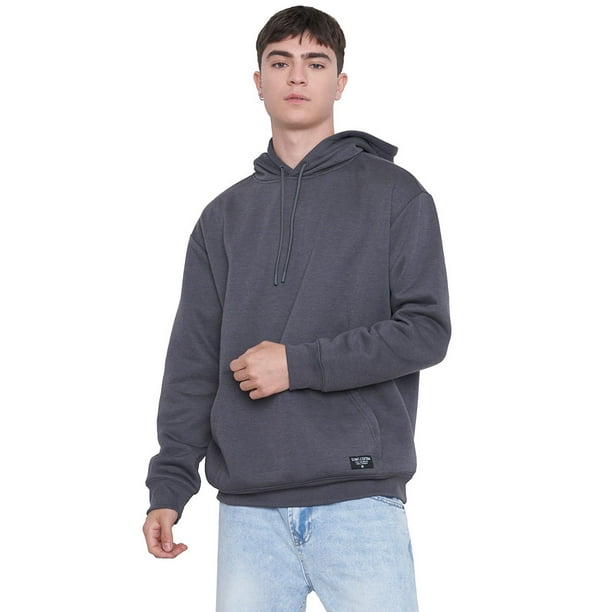 Polerón Hombre Canguro Liso Color Gris Oscuro Corona