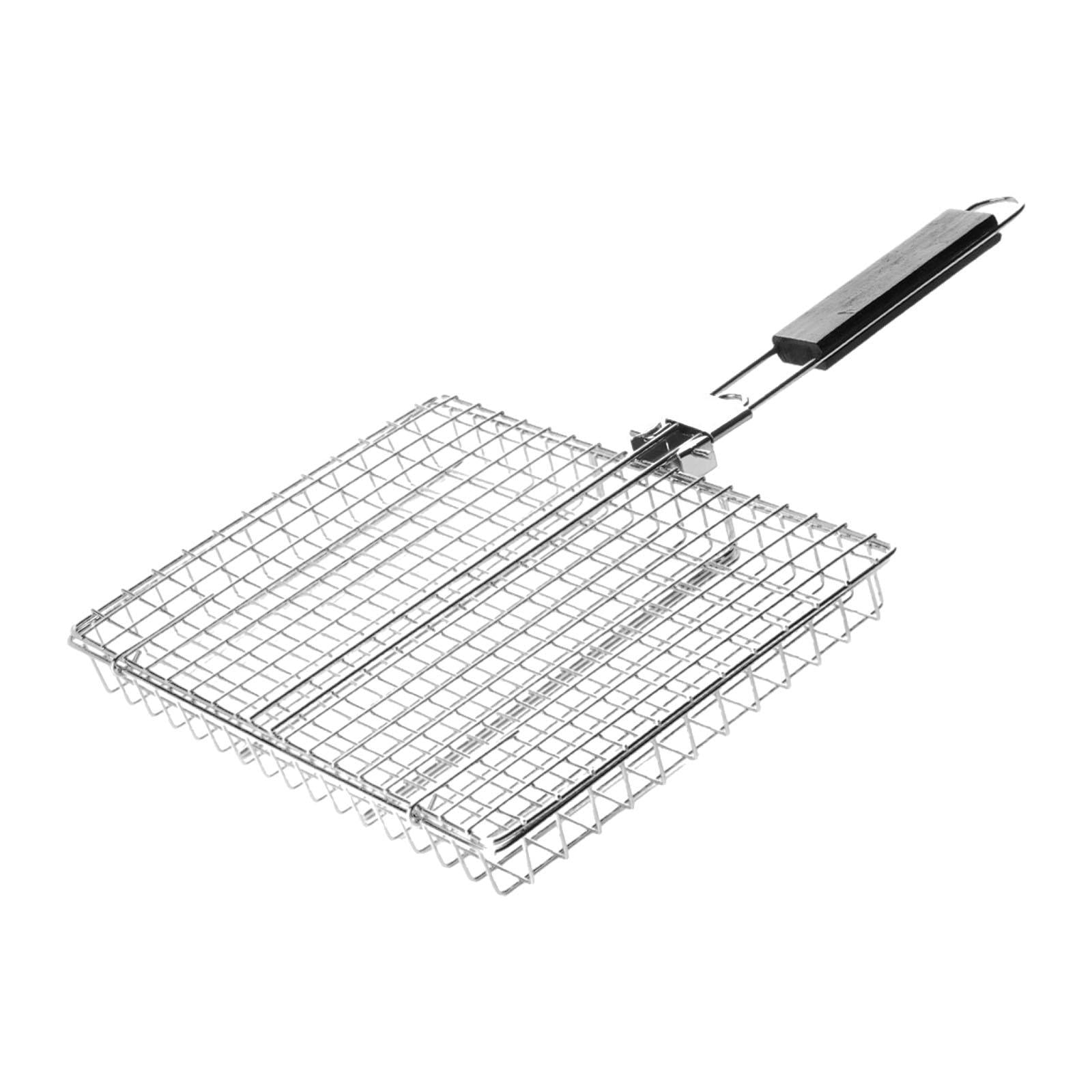 Wswqop - Cesta Para Asar A La Parrilla Con Asa De Madera Extraíble Y Clip Para Carne, Camarones Y Fiestas