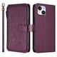 thumbnail image 2 of Funda Cartera Mariposa para [iPhone 15] con Soporte y Cremallera Violeta, 2 of 6