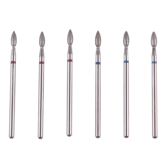 Brocas para taladro de uñas MZCMSL 6 piezas forma de llama para cutícula 3/32