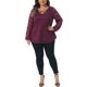 thumbnail image 2 of Agnes Orinda Blusa Casual Transparente de Manga Larga con Encaje de Doble Capa y Cuello en V para Mujer de Talla Grande 4X Rojo Púrpura, 2 of 6