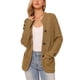thumbnail image 1 of INSPIRE CHIC Cardigans de punto para mujer con frente abierto, botones, manga larga, casual de otoño, suéter de punto trenzado con bolsillos L Caramelo, 1 of 6