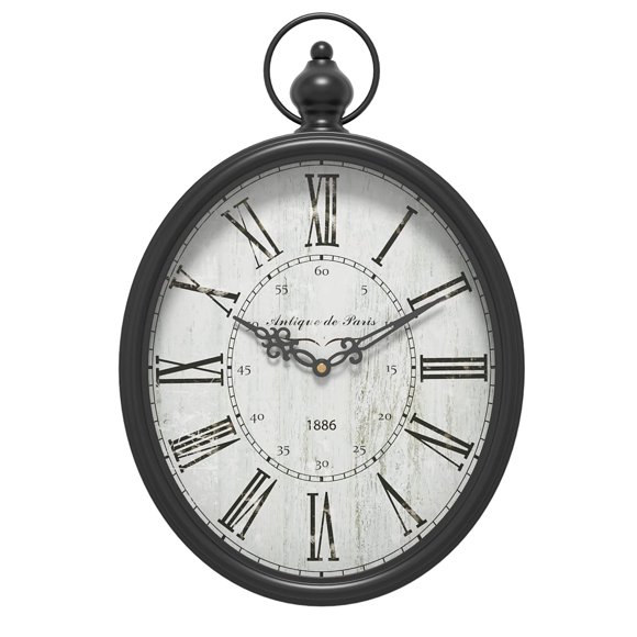 Reloj de pared Mterry ovalado estilo retro rústico vintage 39x27 cm