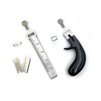 Xusx111 - Herramienta De Corte De Cuero, Máquina De Corte De Tira De Cuero De Mango De Aluminio, Herramienta De Corte De Tira De Cuero De Especificación De Acero Inoxidable + Dos Cuchillas, Con Acceso