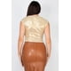 thumbnail image 5 of Top Corto De Punto Asimétrico Elegante Sin Mangas Con Cuello Redondo Y Fruncido Liso Color Dorado Champán (para Mujer), 5 of 5