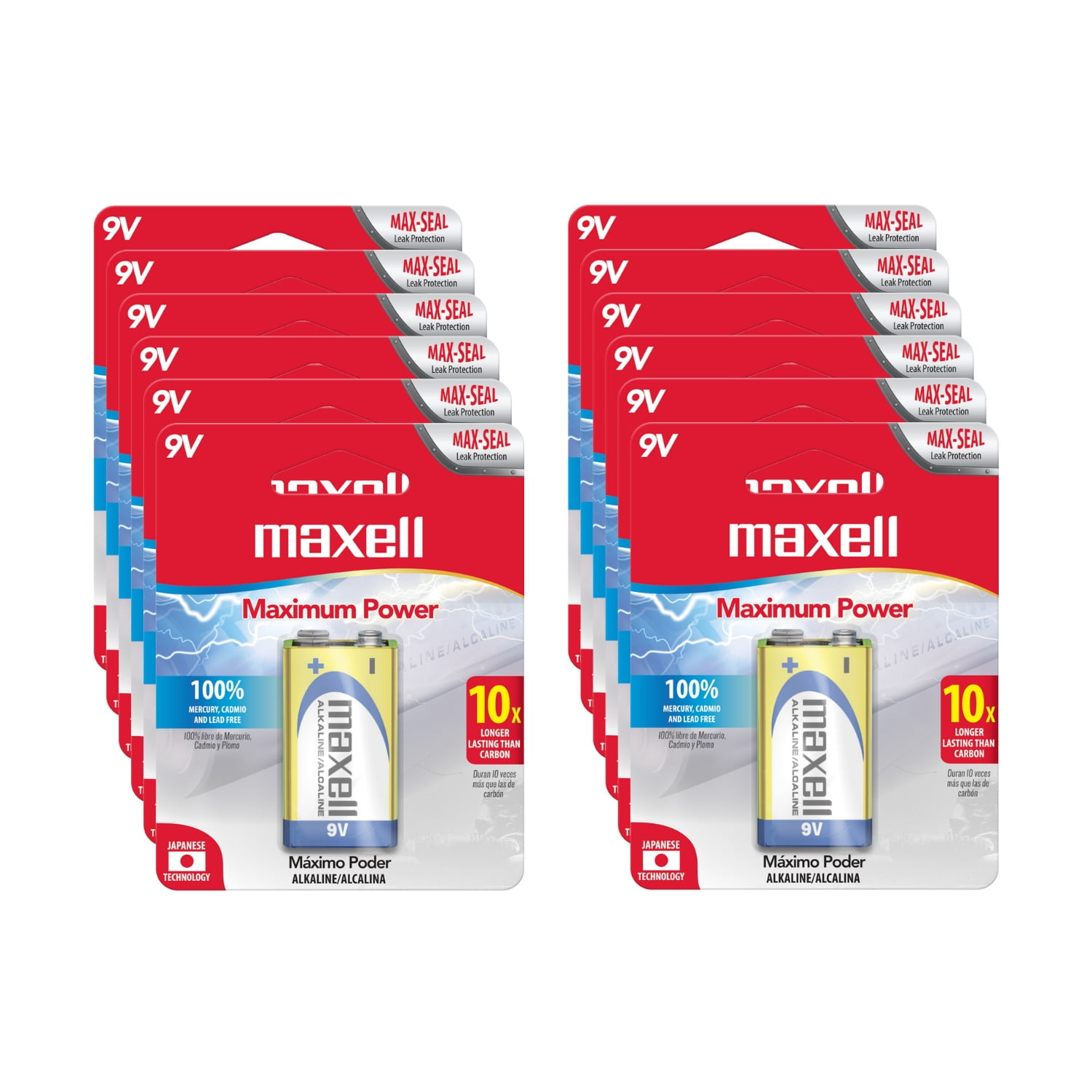 Pack 12 Batería 9v Maxell Alcalina