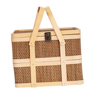 Bothyi - Cesta De Picnic De Doble Capa, Cesta Grande De Almacenamiento De Alimentos Para Frutas, Aperitivos, Pan L