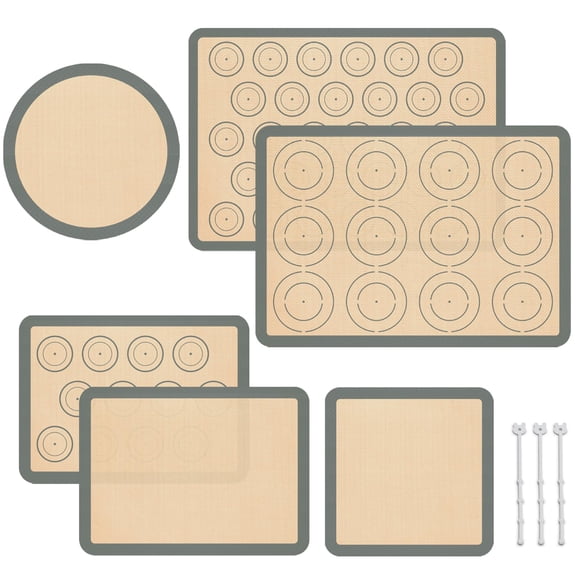 Juego de alfombrillas de silicona para hornear Koolstuffs con 6 alfombrillas para horno, color gris