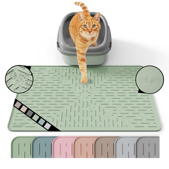 Alfombrilla OHMO de silicona Premium para gatos, 60 x 40 cm, color verde salvia