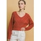 thumbnail image 4 of Saronite Suéter Térmico Elástico de Punto Acanalado con Cuello Redondo y Detalles de Perlas, Rojo (para Mujer), 4 of 4