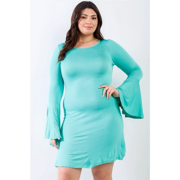 Vestido Mini de Manga Larga con Estampado de Campana