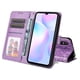 thumbnail image 3 of Funda tipo cartera FOXDOCK para Xiaomi Redmi 9A , diseño girasol en relieve, cuero PU, cierre magnético, soporte y tarjetero, 3 of 5